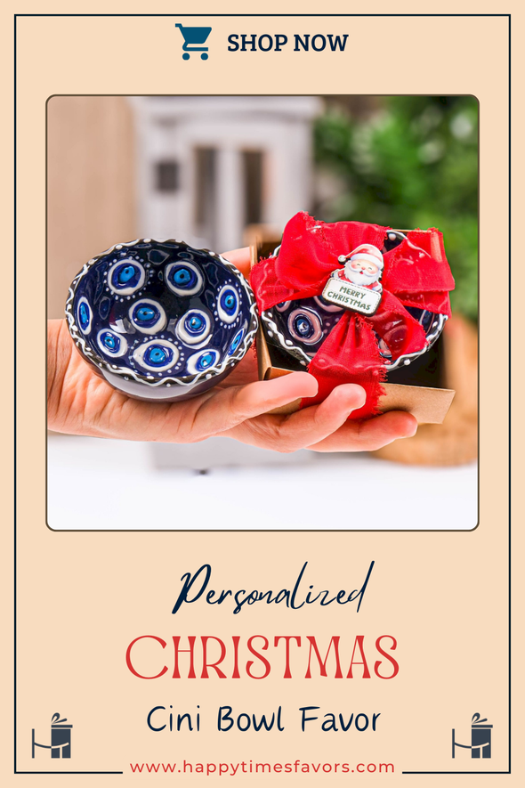 Turkish Cini Porcelain Bowl Christmas Favors, Christmas Party Favors, New Year Xmas Favors Coworker Happy Holiday Favors