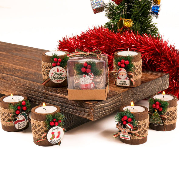 Personalized Christmas Gift, Christmas Wooden Candle Holder, Noel New Year Happy Holiday Gifts, Christmas 2024 Ornament, Gift Exchange Items designed by Happy Times Favors, a handmade gift shop. Wooden candle holder decorated with flowers. Are ideal for Christmas, Noel, New Year, and party gifts.  Personalized ornaments, Christmas table decorations, Christmas decoration, Christmas ornament, Christmas gift, Custom Xmas ornaments, Unique Xmas gifts.