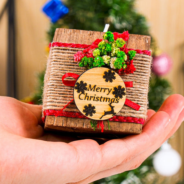 Personalized Christmas Gift, Christmas Wooden Candle Holder, Noel New Year Happy Holiday Gifts, Christmas 2024 Ornament, Gift Exchange Items designed by Happy Times Favors, a handmade gift shop. Wooden candle holder decorated with flowers. Are ideal for Christmas, Noel, New Year, and party gifts.  Personalized ornaments, Christmas table decorations, Christmas decoration, Christmas ornament, Christmas gift, Custom Xmas ornaments, Unique Xmas gifts.