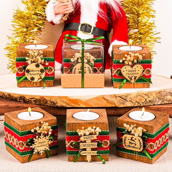 Personalized Christmas Gift, Christmas Wooden Candle Holder, Noel New Year Happy Holiday Gifts, Christmas 2024 Ornament, Gift Exchange Items designed by Happy Times Favors, a handmade gift shop. Wooden candle holder decorated with flowers. Are ideal for Christmas, Noel, New Year, and party gifts.  Personalized ornaments, Christmas table decorations, Christmas decoration, Christmas ornament, Christmas gift, Custom Xmas ornaments, Unique Xmas gifts.