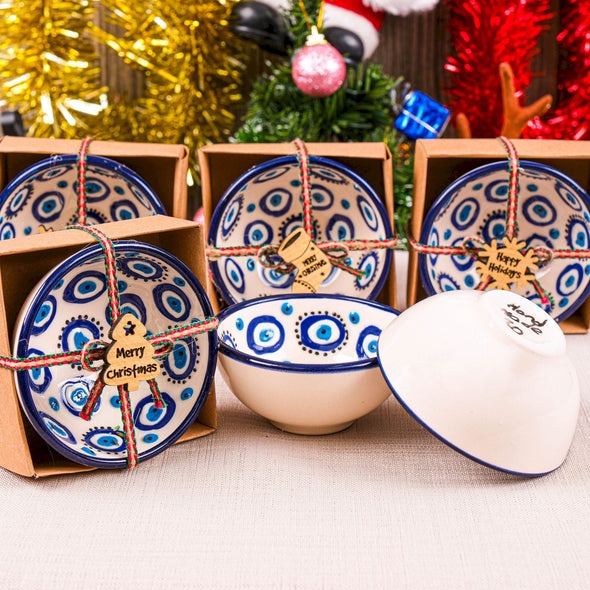 Turkish Cini Porcelain Bowl Christmas Favors, Christmas Party Favors, New Year Xmas Favors Coworker Happy Holiday Favors Items designed by Happy Times Favors, a handmade gift shop. We designed this tile/ceramic/porcelain bohemian theme wedding favor ideas, boho gifts, handmade candy bowl, Best for Wedding Gift, Bridal Shower gift, Baby Shower gift, Christening gift, Baptism gift, Graduation gift, birthday gift or any Party favors.