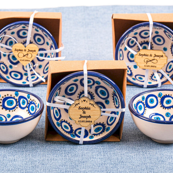 Wedding Bowl Favors for Guests in Bulk, Personalized Wedding Gift Favors, Wedding Candy Box Favors, Turkish Cini Tile, Bohemian Favor