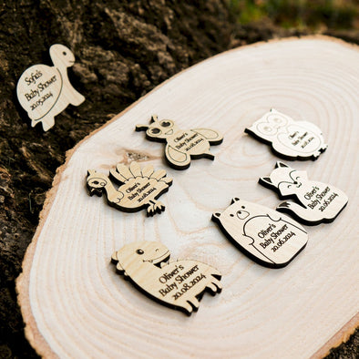 Personalized Wooden Baby Shower Magnet, Custom Fridge Magnet, Baptism, First Communion Favor, Wedding Party Favor Guest Items designed by Happy Times Favors, a handmade gift shop. These tags are ideal as baby shower favors, baby shower decorations, first communion gifts, christening party favors, baptism party favors, christening favors, thank you gifts, wedding favors, bridal shower favors, engagement favors, birthday favors.