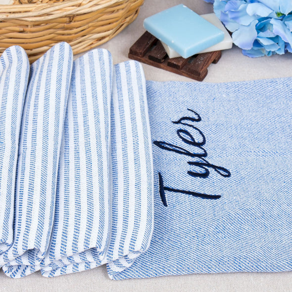 Personalized Turkish Beach Towel, Bath Towel with Name, Hammam Towel, Bridesmaid Personalized Gift Towel Embroidery, Wedding Favor for Guest Items designed by Happy Times Favors, a handmade gift shop. These beach towels are best for bridesmaid proposal, bridal shower, wedding, gift for the beach, girlfriend gift, home decor gifts, boyfriend gift, best friend gift, Bachelor Party Favors, housewarming gift, bath and baby shower, baptism or any other events.