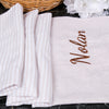 Personalized Turkish Beach Towel, Bath Towel with Name, Hammam Towel, Bridesmaid Personalized Gift Towel Embroidery, Wedding Favor for Guest Items designed by Happy Times Favors, a handmade gift shop. These beach towels are best for bridesmaid proposal, bridal shower, wedding, gift for the beach, girlfriend gift, home decor gifts, boyfriend gift, best friend gift, Bachelor Party Favors, housewarming gift, bath and baby shower, baptism or any other events.