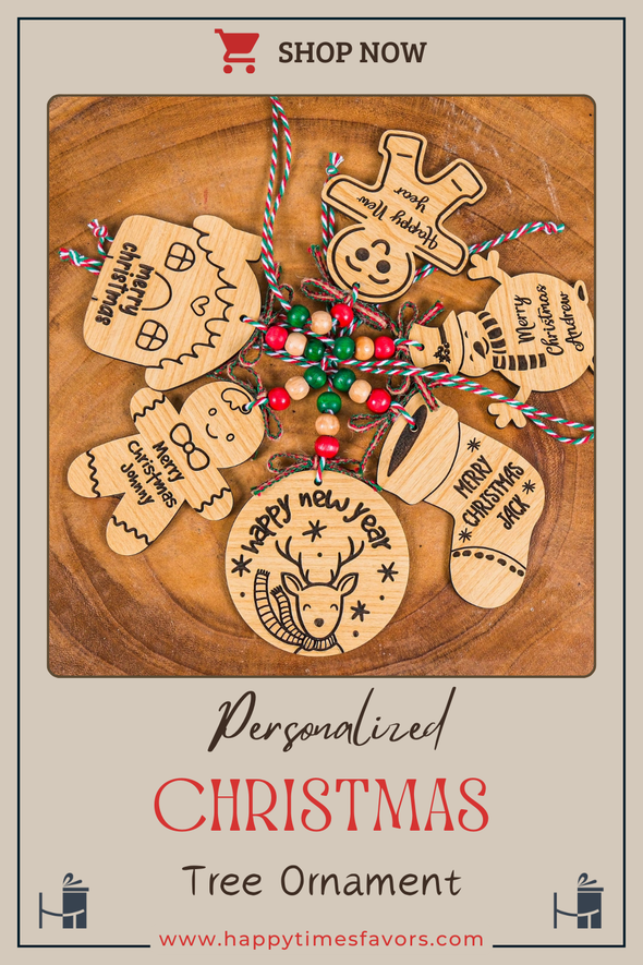 Handmade Wooden Christmas Decor, Christmas Ornament, Christmas Gift, Holiday Ornament, Vintage Christmas Tree Decoration, Xmas Gift Designed by Happy Times Favors, a handmade gift shop ideal for Christmas Noel Xmas Christmas Wooden Ornament New Year Favor Personalized Christmas Gift ornament