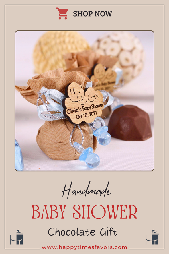 Personalized Baby Shower Chocolate Favors Birthday Baptism 1st Communion Gift Items designed by Happy Times Favors, a handmade gift shop. These items are ideal for baby shower ideas, baby shower favors, baby shower gifts, baby shower decorations, baptism favors, christening party favors, wedding favors, thank you gifts, bridal shower favor, engagement favor, first communion favor, birthday gift