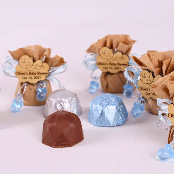 Personalized Baby Shower Chocolate Favors Birthday Baptism 1st Communion Gift Items designed by Happy Times Favors, a handmade gift shop. These items are ideal for baby shower ideas, baby shower favors, baby shower gifts, baby shower decorations, baptism favors, christening party favors, wedding favors, thank you gifts, bridal shower favor, engagement favor, first communion favor, birthday gift