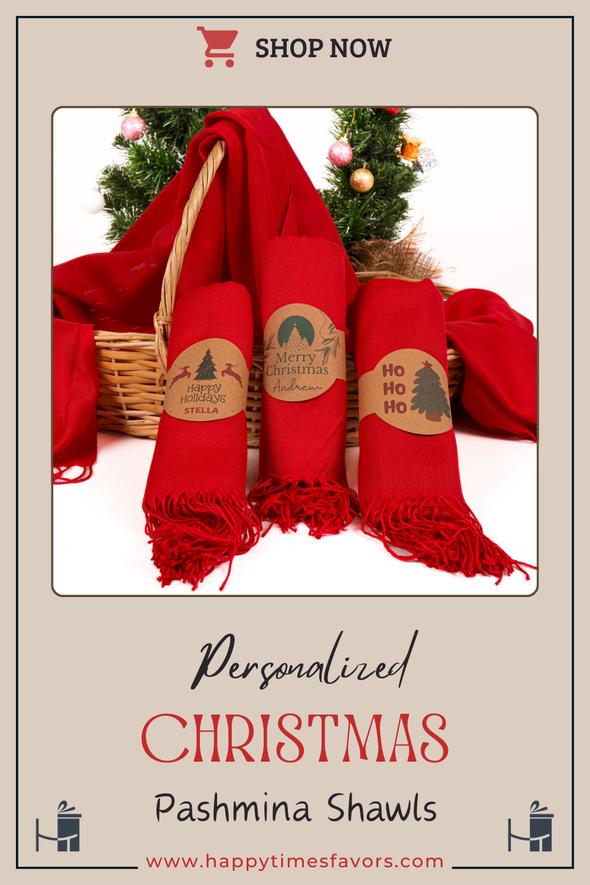 Personalized Christmas Gift, Custom Scarf, Shawl, Merry Christmas Pashmina, New Year Shawl, Winter Accessory, Holiday Fashion, Gift Ideas Items designed by Happy Times Favors, a handmade gift shop. Personalized Scarf for Christmas, New Year, Noel, Bridal Shower, Wedding Shower, Fall Wedding. Pashmina scarves has Custom bands or monogrammed, stitched scarf. We can customize them with logo or name. These are unique wedding shawl for guests.