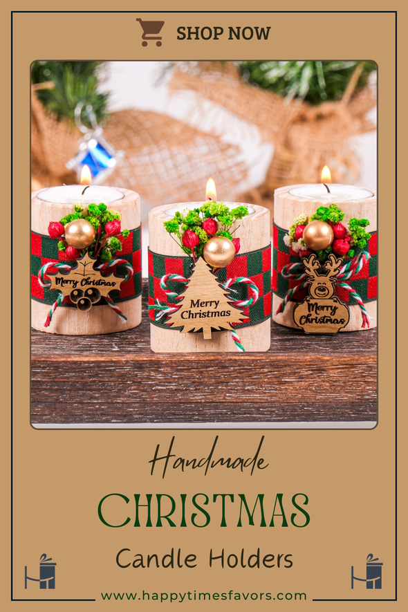 Personalized Christmas Gift, Christmas Wooden Candle Holder, Noel New Year Happy Holiday Gifts, Christmas 2024 Ornament, Gift Exchange Items designed by Happy Times Favors, a handmade gift shop. Wooden candle holder decorated with flowers. Are ideal for Christmas, Noel, New Year, and party gifts.  Personalized ornaments, Christmas table decorations, Christmas decoration, Christmas ornament, Christmas gift, Custom Xmas ornaments, Unique Xmas gifts.