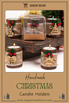 Personalized Christmas Gift, Christmas Wooden Candle Holder, Noel New Year Happy Holiday Gifts, Christmas 2024 Ornament, Gift Exchange Items designed by Happy Times Favors, a handmade gift shop. Wooden candle holder decorated with flowers. Are ideal for Christmas, Noel, New Year, and party gifts.  Personalized ornaments, Christmas table decorations, Christmas decoration, Christmas ornament, Christmas gift, Custom Xmas ornaments, Unique Xmas gifts.