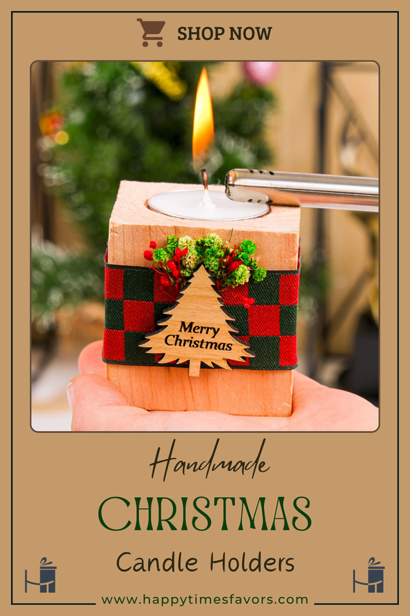 Personalized Christmas Gift, Christmas Wooden Candle Holder, Noel New Year Happy Holiday Gifts, Christmas 2024 Ornament, Gift Exchange Items designed by Happy Times Favors, a handmade gift shop. Wooden candle holder decorated with flowers. Are ideal for Christmas, Noel, New Year, and party gifts.  Personalized ornaments, Christmas table decorations, Christmas decoration, Christmas ornament, Christmas gift, Custom Xmas ornaments, Unique Xmas gifts.