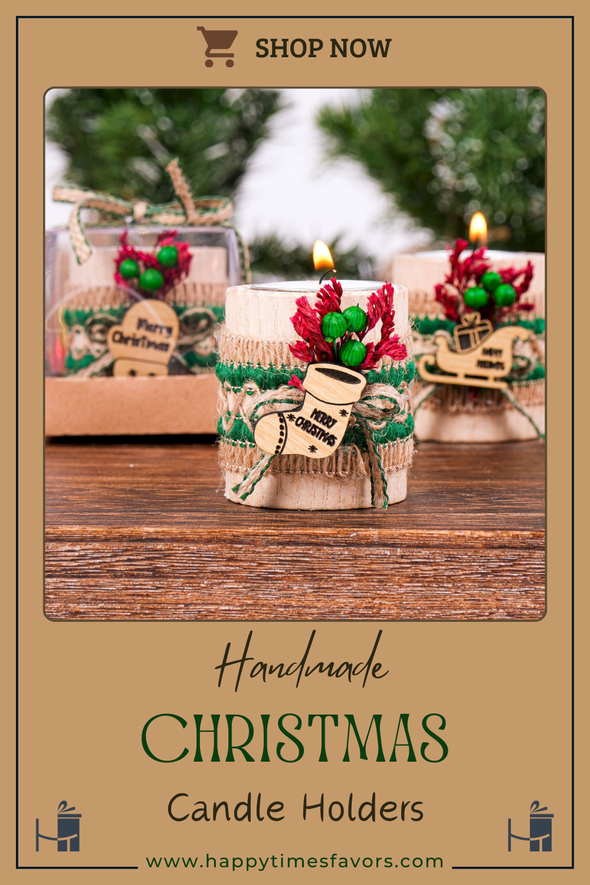 Personalized Christmas Gift, Christmas Wooden Candle Holder, Noel New Year Happy Holiday Gifts, Christmas 2024 Ornament, Gift Exchange Items designed by Happy Times Favors, a handmade gift shop. Wooden candle holder decorated with flowers. Are ideal for Christmas, Noel, New Year, and party gifts.  Personalized ornaments, Christmas table decorations, Christmas decoration, Christmas ornament, Christmas gift, Custom Xmas ornaments, Unique Xmas gifts.