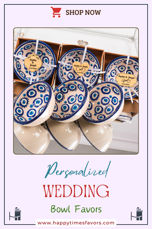 Wedding Bowl Favors for Guests in Bulk, Personalized Wedding Gift Favors, Wedding Candy Box Favors, Turkish Cini Tile, Bohemian Favor